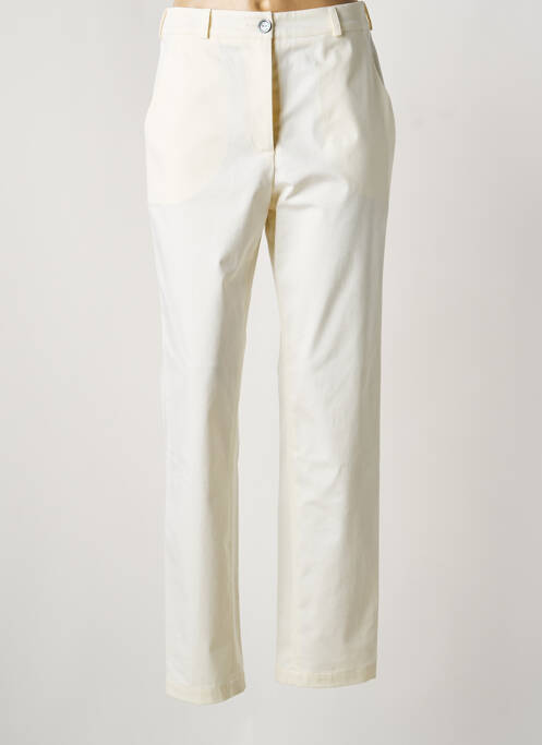 Pantalon droit fermeture zippée sous rabat boutonné blanc MON N°2 femme