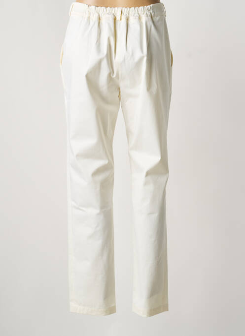 Pantalon droit fermeture zippée sous rabat boutonné blanc MON N°2 femme