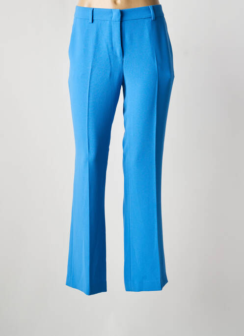 Pantalon droit fermeture zippée sous rabat avec crochet bleu L'AUTRE CHOSE femme