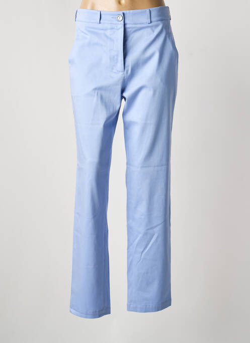 Pantalon droit fermeture zippée sous rabat boutonné bleu clair MON N°2 femme