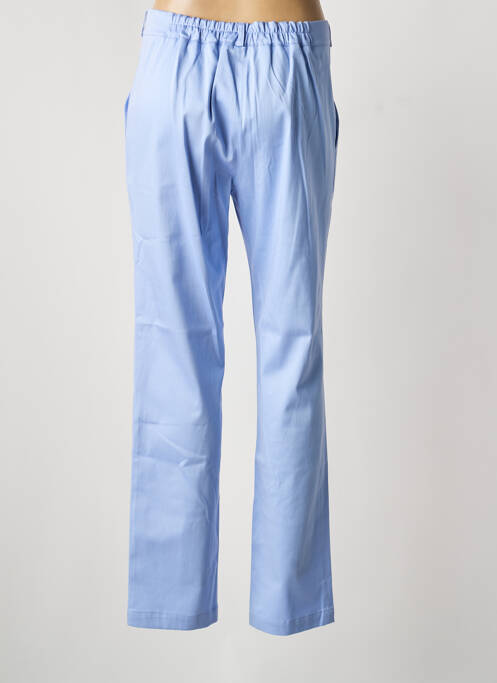 Pantalon droit fermeture zippée sous rabat boutonné bleu clair MON N°2 femme