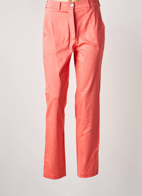 Pantalon droit fermeture zippée sous rabat boutonné rose MON N°2 femme