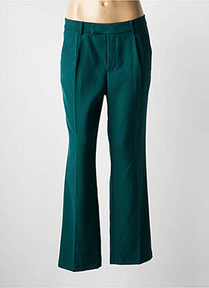 Pantalon droit tissage popeline taille normale vert MUSY MUSE femme