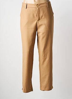 Pantalon droit tissage popeline taille normale beige MADISON femme