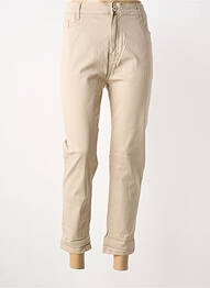 Jeans coupe slim tissage brut taille normale beige VOGGO femme