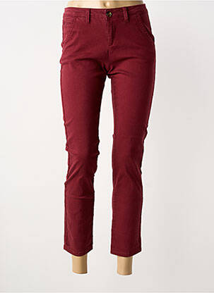Pantalon chino fermeture zippée sous rabat boutonné taille normale rouge R.DISPLAY femme