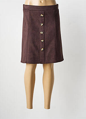 Jupe mi-longue stretch marron RENATTO BENE femme