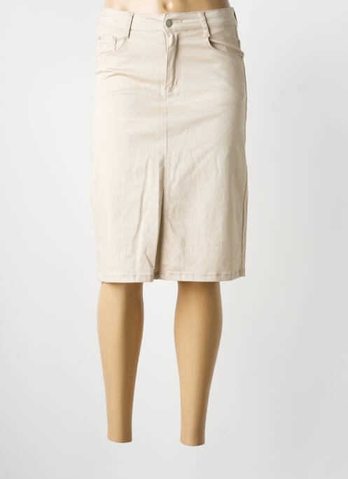 Jupe mi-longue taille normale beige MISS FANNY femme