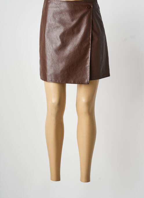 Jupe courte taille normale marron CERISE BLUE femme