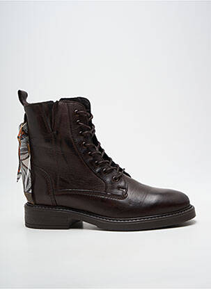 Bottines/boots fermeture zip et lacets talon plat jusqu'à 3cm marron GOODSTEP femme