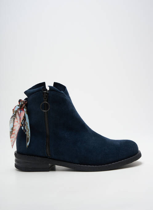 Bottines/boots nubuck talon plat jusqu'à 3cm bleu GOODSTEP femme