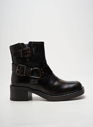 Bottines/boots tissage satiné talon de 4 à 6cm marron GOODSTEP femme