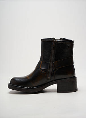 Bottines/boots tissage satiné talon de 4 à 6cm marron GOODSTEP femme