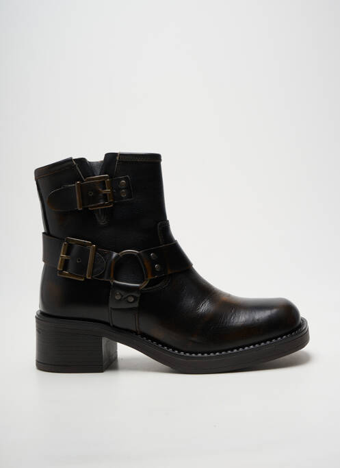 Bottines/boots tissage satiné talon de 4 à 6cm marron GOODSTEP femme