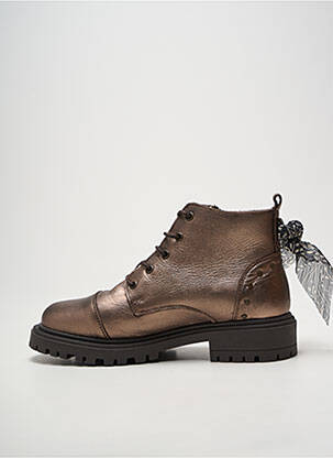 Bottines/boots fermeture zip et lacets talon plat jusqu'à 3cm marron GOODSTEP femme