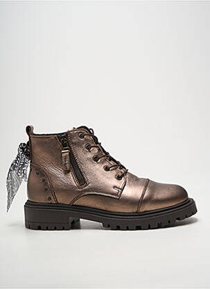 Bottines/boots tissage satiné talon plat jusqu'à 3cm marron GOODSTEP femme