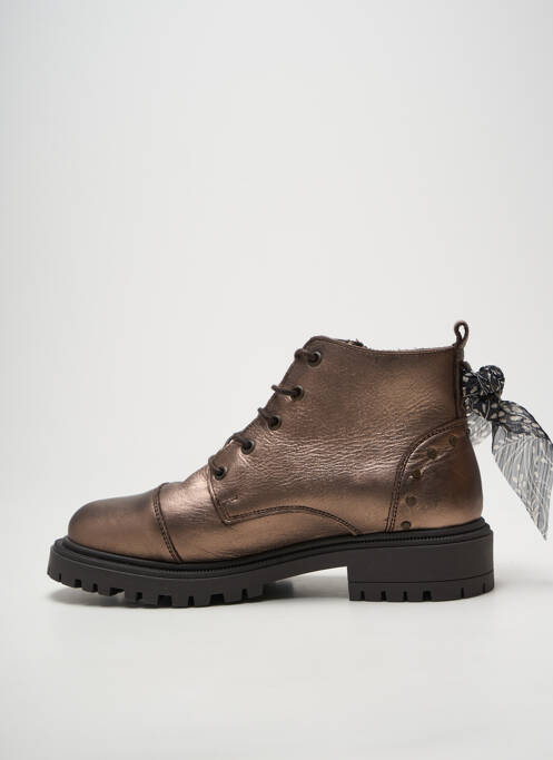 Bottines/boots fermeture zip et lacets talon plat jusqu'à 3cm marron GOODSTEP femme