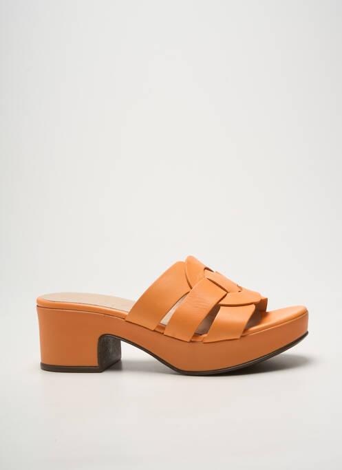 Mules/sabots semi compensé talon de 4 à 6cm orange WONDERS femme
