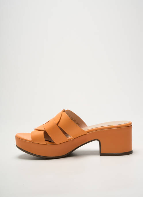 Mules/sabots semi compensé talon de 4 à 6cm orange WONDERS femme