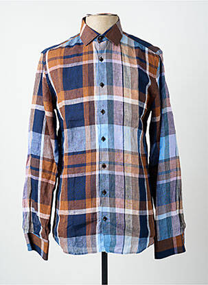 Chemise manches longues imprimé carreaux bleu OLYMP homme