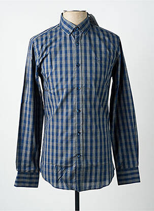 Chemise manches longues imprimé carreaux bleu CARNET DE VOL homme
