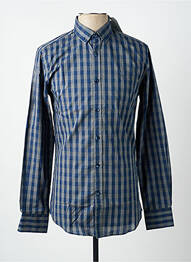 Chemise manches longues imprimé carreaux bleu CARNET DE VOL homme