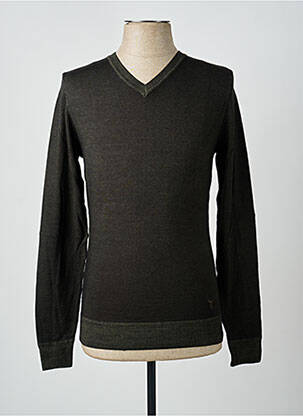 Pull col v manches longues vert CARNET DE VOL homme