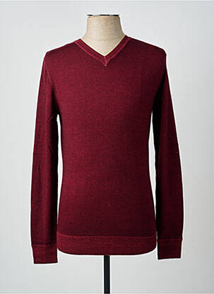 Pull col v manches longues rouge CARNET DE VOL homme