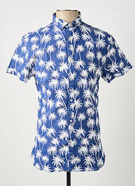 Chemise manches courtes imprimé fantaisie bleu CARNET DE VOL homme
