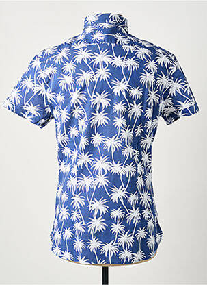 Chemise manches courtes imprimé fantaisie bleu CARNET DE VOL homme