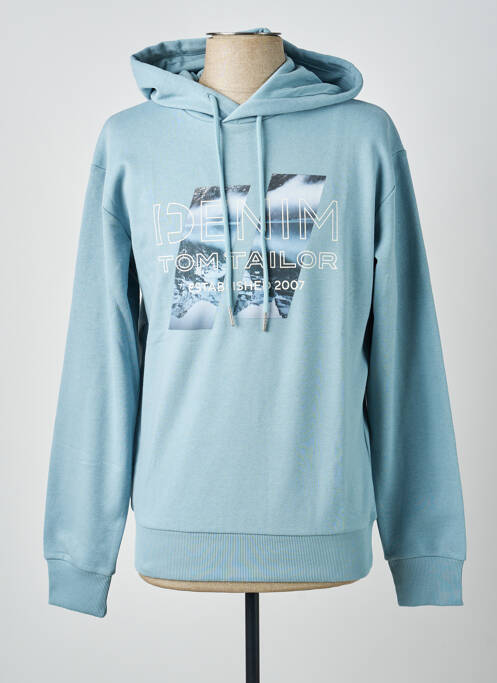 Sweat-shirt à capuche sérigraphie floquée manches longues bleu TOM TAILOR homme