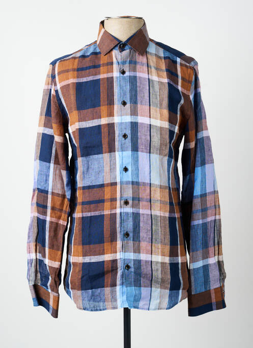 Chemise manches longues imprimé carreaux bleu OLYMP homme