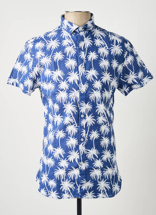 Chemise manches courtes imprimé fantaisie bleu CARNET DE VOL homme