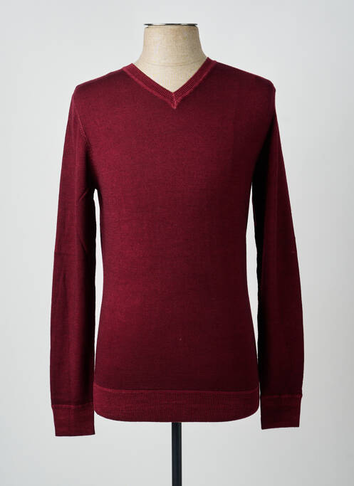 Pull col v manches longues rouge CARNET DE VOL homme