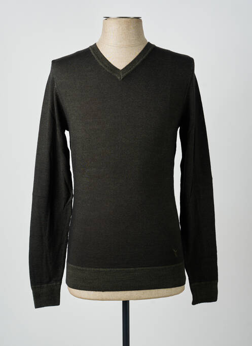 Pull col v manches longues vert CARNET DE VOL homme