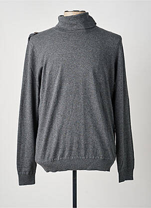 Pull col roulé maille souple et aérée manches longues gris CARNET DE VOL homme