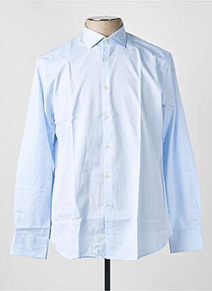 Chemise manches longues coupe droite bleu CARNET DE VOL homme
