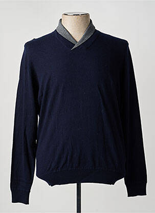 Pull maille souple et aérée manches longues bleu CARNET DE VOL homme