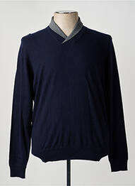Pull maille souple et aérée manches longues bleu CARNET DE VOL homme