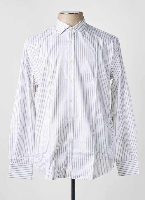 Chemise manches longues imprimé rayures blanc CARNET DE VOL homme