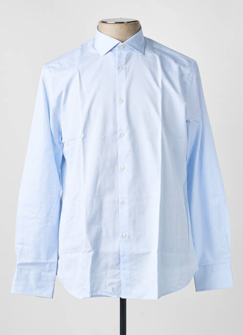 Chemise manches longues coupe droite bleu CARNET DE VOL homme