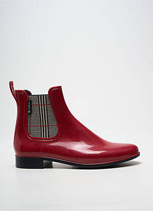 Bottines/boots tissage satiné talon plat jusqu'à 3cm rouge MEDUSA femme