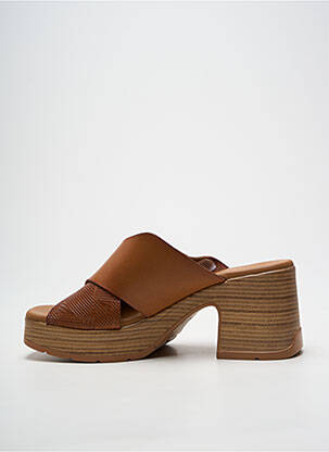 Mules/sabots semi compensé talon de 7 à 9cm marron PAULA URBAN femme