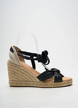 Espadrilles fermeture lacets talon de 7 à 9cm noir PINAZ femme