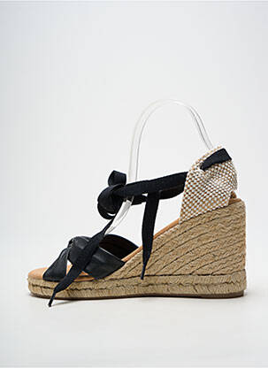Espadrilles fermeture lacets talon de 7 à 9cm noir PINAZ femme