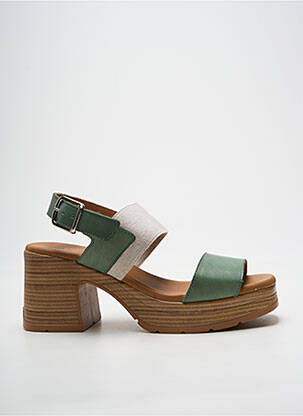 Sandales/nu pieds semi compensé talon de 7 à 9cm vert PAULA URBAN femme