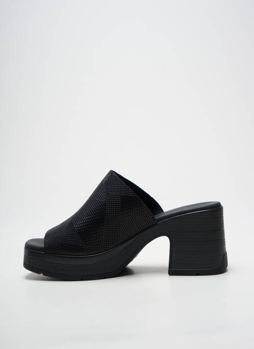Mules/sabots semi compensé talon de 7 à 9cm noir PAULA URBAN femme