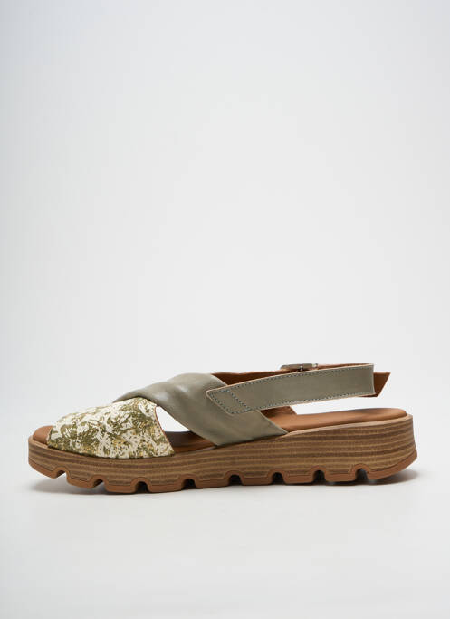 Sandales/nu pieds tissage satiné talon plat jusqu'à 3cm vert PAULA URBAN femme