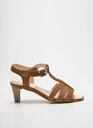 Sandales/nu pieds tissage satiné talon de 4 à 6cm marron GEO-REINO femme