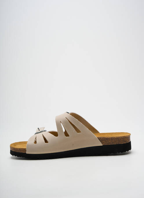 Mules/sabots bout ouvert talon plat jusqu'à 3cm beige SANTAFE femme